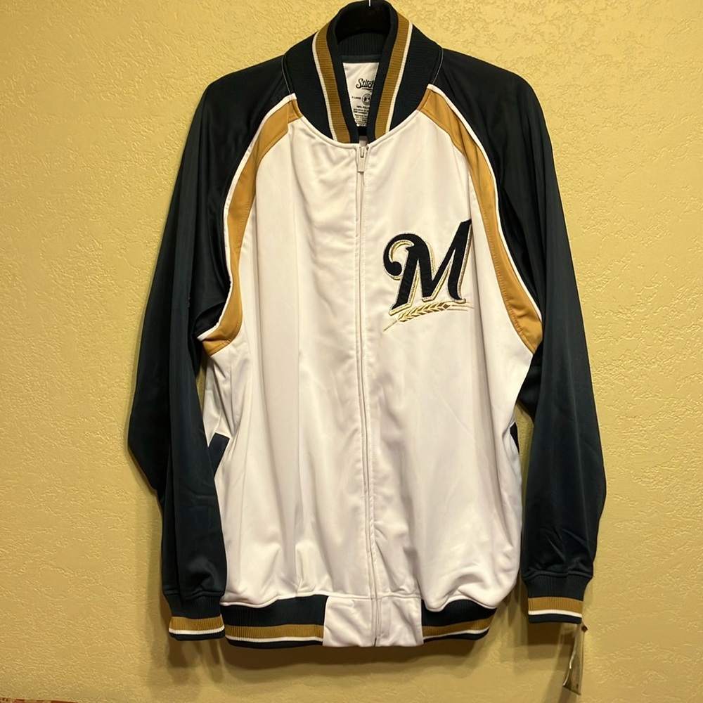 NWT MENS XL MILWAUKEE GENUINE MAJOR LEAGUE BASEBALL 2 POCKET FULL ZIP JACKET